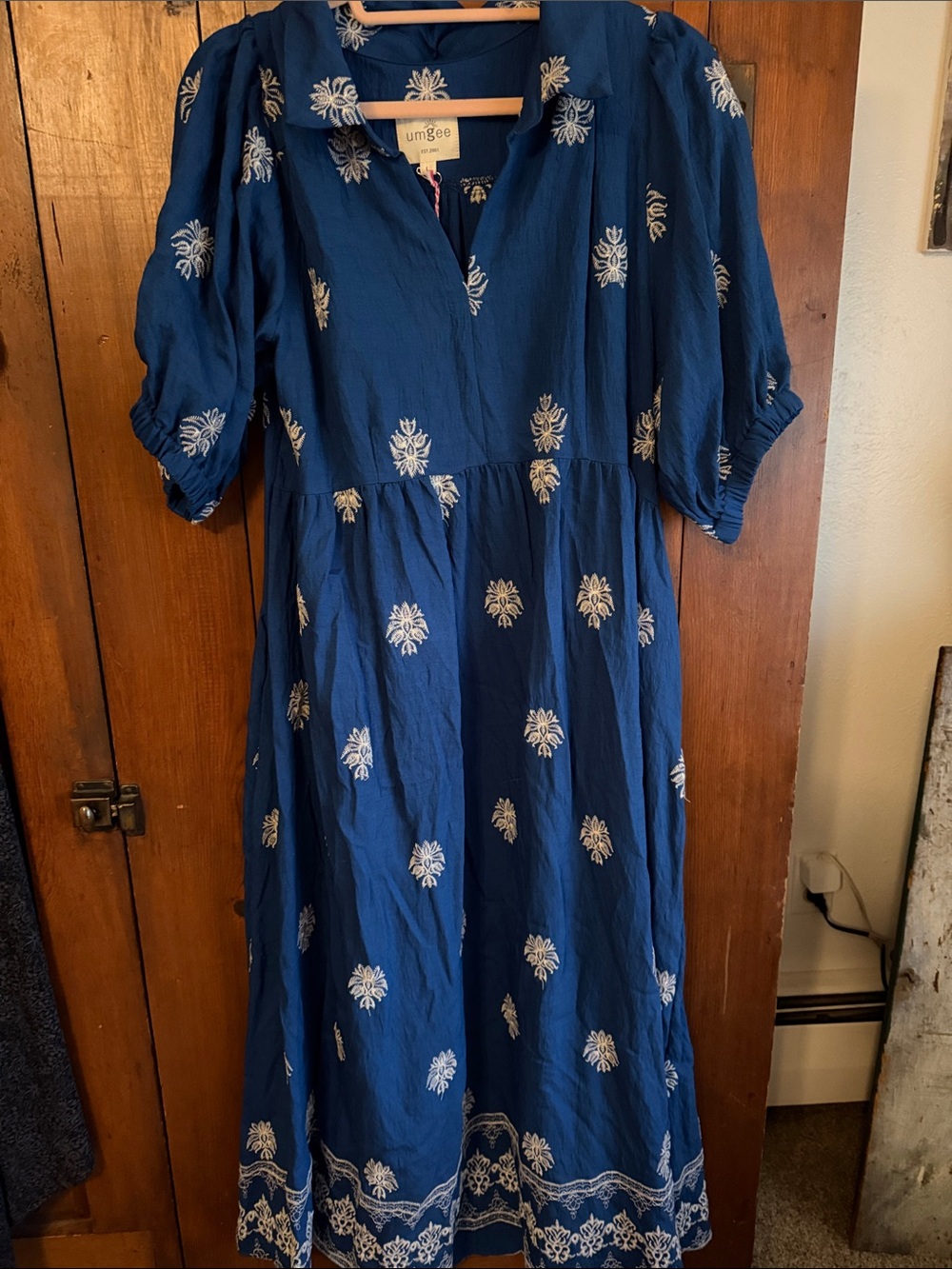 Umgee Navy Blue Embroidered Maxi Dress